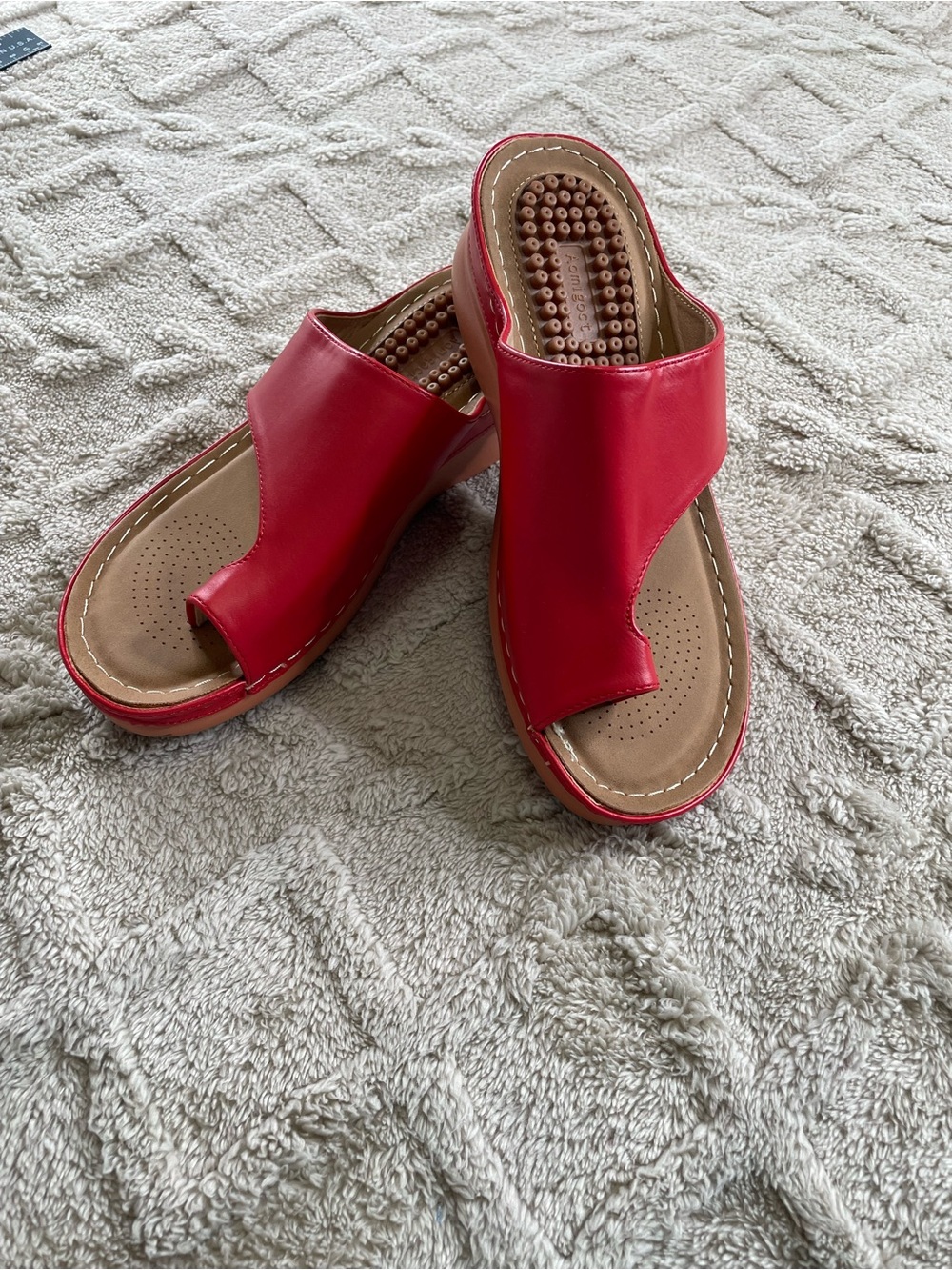 Aomigoct Red Women’s Open-Toe Slide Mules – Cushioned Comfort Sz 38